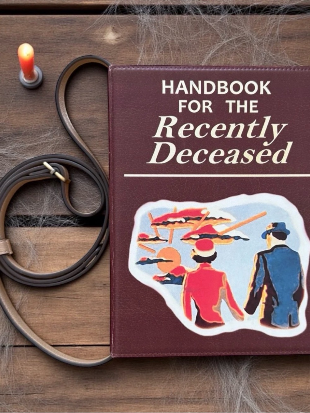 New Beetlejuice novelty 'Handbook for the Recently Deceased' Burgundy Crossbody - Picture 3 of 8